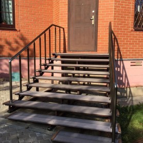 Поручні алюмінієві на ганок круглий профіль колір шампань