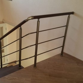 Поручні алюмінієві на сходи круглий профіль колір бронза з прутиками