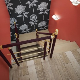 Перила алюминиевые на лестницу круглый профиль цвет под дерево с прутиками