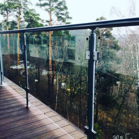 Поручні на балкон коло срібло заповнення скло