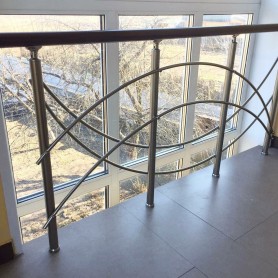 ПЕРИЛА АЛЮМИНИЕВЫЕ НА ЛЕСТНИЦУ КРУГЛЫЙ ПРОФИЛЬ ЦВЕТ ШАМПАНЬ С ФИГУРНЫМИ ПРУТИКАМИ